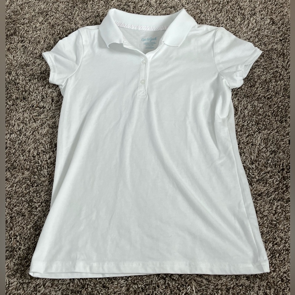 Cat and Jack girls polo uniform white shirt size large 10-12